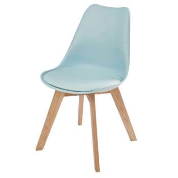 ICE Light Blue Scandinavian Chair with Oak (H84 x W48 x D54cm)