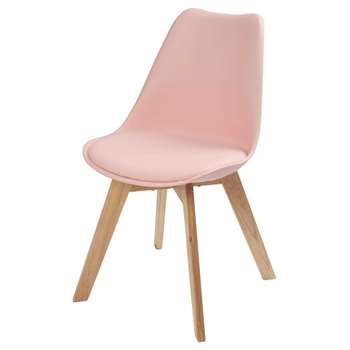 ICE Pastel Pink Scandinavian Chair with Oak (H84 x W48 x D54cm)