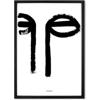 Illustrated Handdrawn Face Framed A1 Wall Art Print, Black & White (H86 x W61 x D2cm)