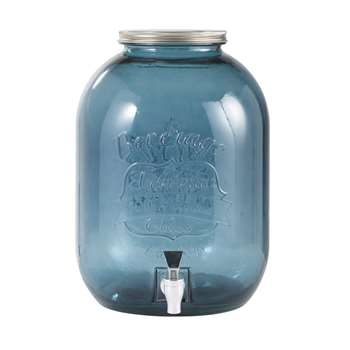 INDIGO Tinted Blue Glass Drinks Dispenser (H35 x W25 x D25cm)