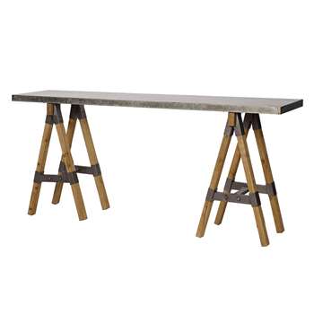 Industrial Workbench Side Table & Desk in Worn Metal 80 x 180cm
