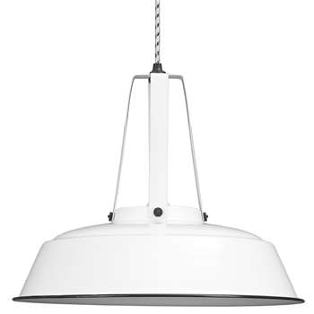 Industrial Workshop Pendant Light in White - (Diameter 45cm)