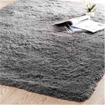 INUIT fabric long pile rug in grey (160 x 230cm)