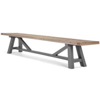 Iona Extra Large Bench, Solid Pine and Grey (H44 x W240 x D40cm)