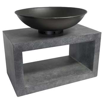 Ivyline Rectangular Firebowl and Console Firepit, Grey/Black (51 x 64cm)