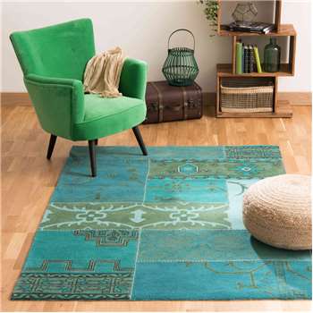 IZMIR woollen rug in blue (140 x 200cm)