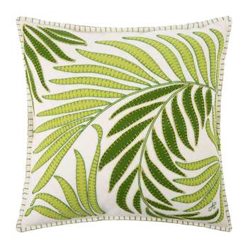 Jan Constantine - Tropical Palm Cushion - White (H46 x W46cm)