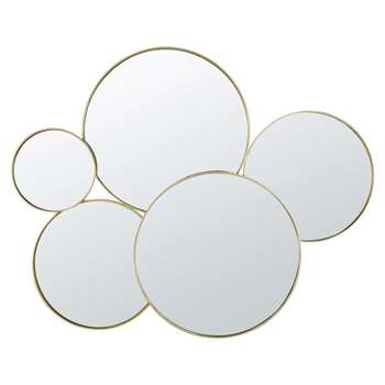 JANIS - Round Golden Metal Mirrors (H91 x W113 x D4cm)