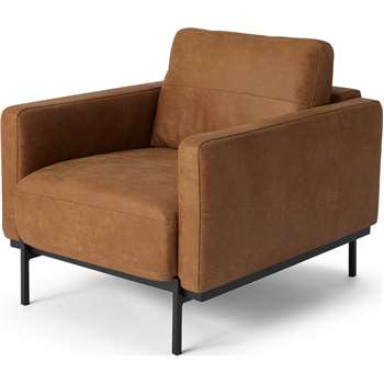 Jarrod Armchair, Outback Tan Leather (H74 x W80 x D91cm)