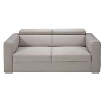 JAZZ Beige 3-seater fabric sofa with headrests (84 x 195cm)