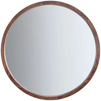 John Lewis Marx Wood Inlay Framed Round Mirror, Natural (Diameter 90cm)