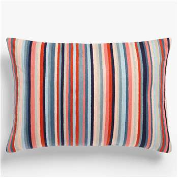 John Lewis & Partners Crewel Stripe Cushion, Spruce / Red (H35 x W50cm)