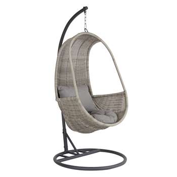 John Lewis & Partners Dante Pod Hanging Chair, Grey (H196.5 x W94.5 x D94.5cm)