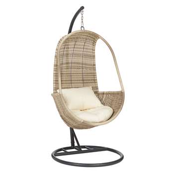 John Lewis & Partners Dante Pod Hanging Chair, Natural (H196.5 x W94.5 x D94.5cm)