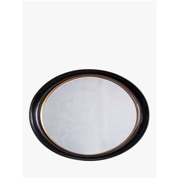 John Lewis & Partners Riley Oval Mirror, Black/Gold (H77 x W100 x D9cm)