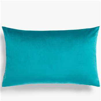 John Lewis & Partners Sloane Velvet Cushion, Teal (H35 x W55cm)