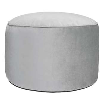 John Lewis & Partners Velvet Pouffe, Grey (H38 x W55 x D55cm)
