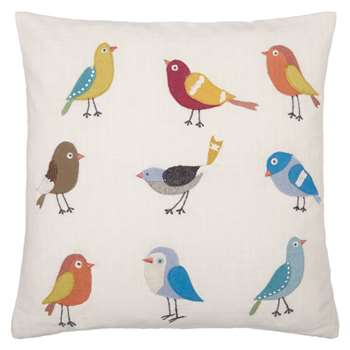 John Lewis Sitting Birds Cushion, Multi (40 x 40cm)