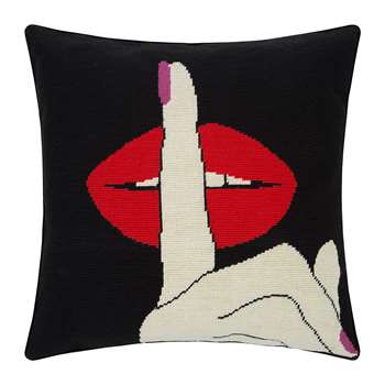 Jonathan Adler - Needlepoint Cushion - 45x45cm - Lips Hush (H45 x W45cm)
