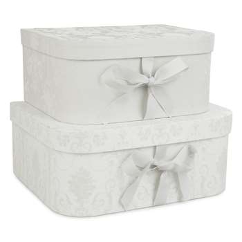 Josette Dove Grey Storage Boxes Set of 2 (H13 x W30 x D23cm)