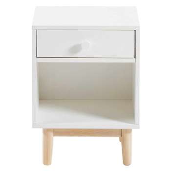 JOY White 1-Drawer Bedside Table (52 x 38cm)