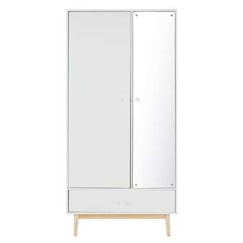JOY White 2-door 1-Drawer Wardrobe With Mirror (190 x 90cm)