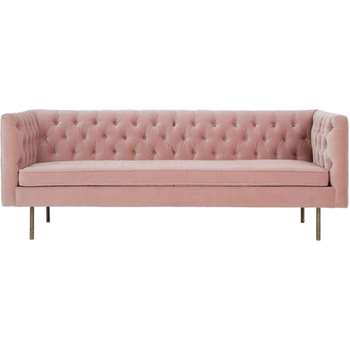 Julianne 3 Seater Sofa, Blush Pink Cotton Velvet (76 x 201cm)