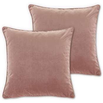 Julius Set of 2 Velvet Cushions, Soft Pink (H45 x W45cm)