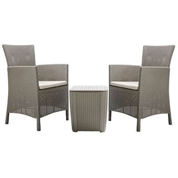 Keter Iowa 2 Seater Rattan Effect Bistro Set with Storage