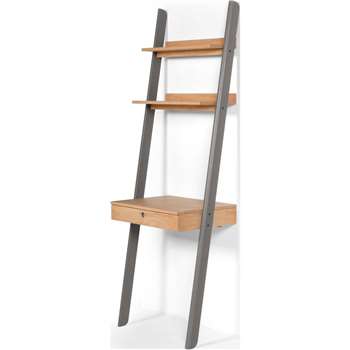 Kleur Leaning Desk, Pine and Grey (H195 x W66 x D46cm)