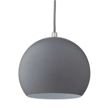 Koge Ball Pendant Light, Grey With Grey Cord (H14.5 x W18 x D18cm)
