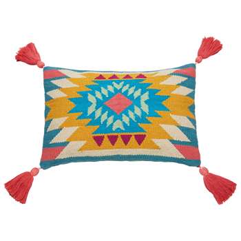 KUOM multicoloured cotton cushion with tassels (30 x 50cm)