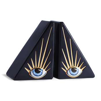 L'Objet - Lito Eye Bookend - Blue & Gold (H20 x W15 x D11cm)