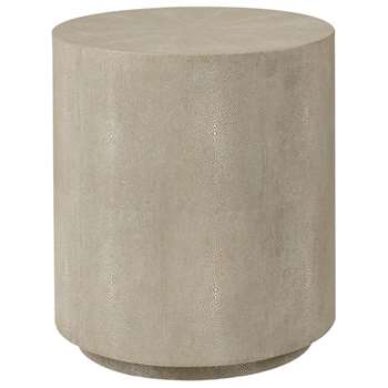 Lantau Faux Shagreen Drum Table - Taupe (45 x 40cm)