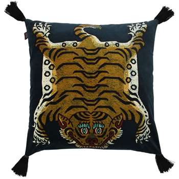 House of Hackney - Large Saber Cotton Velvet Accent Pillow, Black (H60 x W60cm)