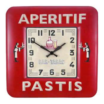 Lascelles Pastis Wall Clock, Red (H31 x W31 x D3cm)