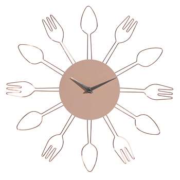 LELY copper-coloured metal utensil clock (38 x 38cm)