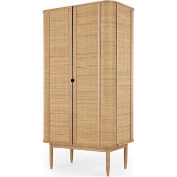 Liana Double Wardrobe, Ash & Rattan (H172 x W90 x D57cm)