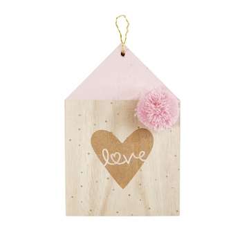 LILLY House Wall Art with Pom Pom (24 x 14cm)