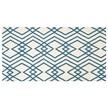Lina Large Eastern Inspired Geo Wool Rug, Blue (160 x 230cm)