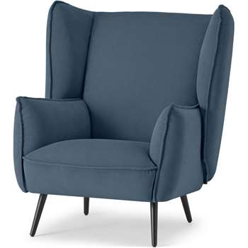 Linden Accent Armchair, Bluebell Micro Corduroy Velvet (H95 x W86 x D93cm)
