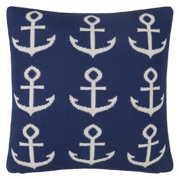 little home at John Lewis Anchor Knitted Cushion Blue (30 x 30cm)