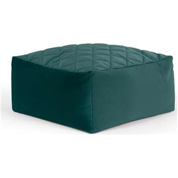 Loa Quilted Floor Cushion, Seafoam Blue Velvet (H30 x W60 x D60cm)