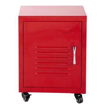 LOFT Metal bedside table on castors in red (50 x 37cm)