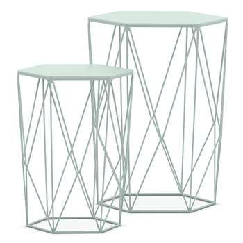 LOFT Wire Nest of Tables, Light Mint (H48 x W40 x D40cm)