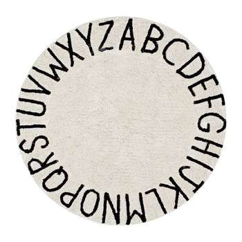 Lorena Canals - Round ABC Washable Rug - Natural/Black (H150 x W150cm) (Diameter 150cm)