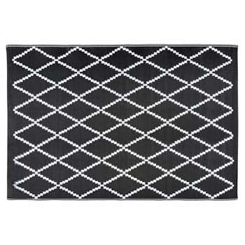 LOSIA Black and White Geometric Motif Outdoor Rug (H120 x W180cm)