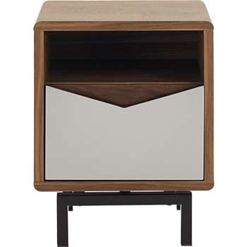 Louis Bedside Table, Walnut and Charcoal (H50 x W40 x D32cm)
