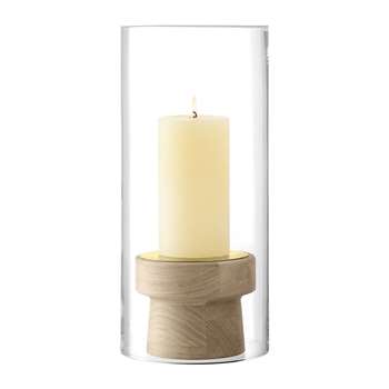 LSA International - Mistral Oak Candle Holder & Glass Shade (H36 x W16.5 x D16.5cm)