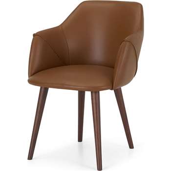 Lule Carver Chair, Tan Leather & Walnut (H83 x W60 x D61cm)